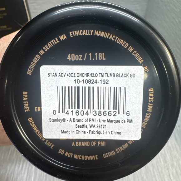 Stanley Quencher H2.0 FlowState 40oz Tumbler Deco Black Gloss Gold Handle‎ - Picture 10 of 12